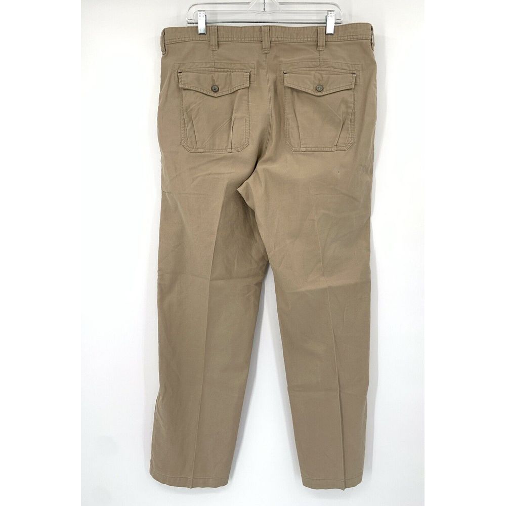 Transcript Khaki Flat Front Straight Leg Cotton Chino Men's Pants Size W38 L34 - Picture 5 of 8